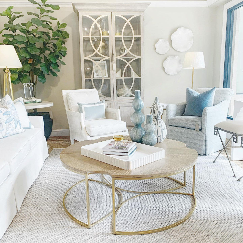 Gloss White Lily Pad Wall Art Flower Sculpture Round Leaf Hanging, 3-Piece Set