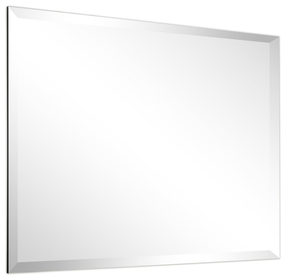 Frameless Beveled Prism Rectangle Wall Mirror, 1" Beveled Edge, 36"x24"