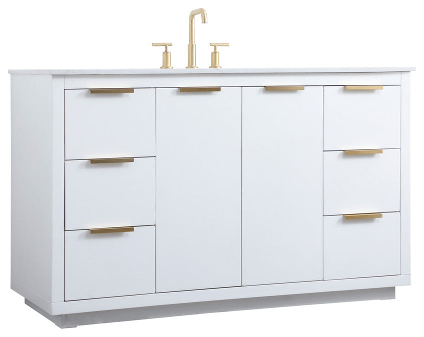 Bethany Single Bathroom Vanity, White, 54"