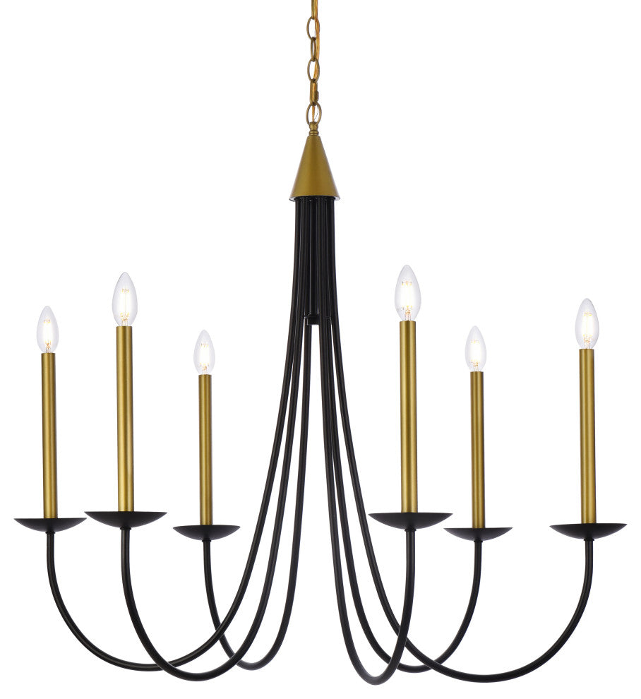 Chloe 36" Pendant, Black and Brass