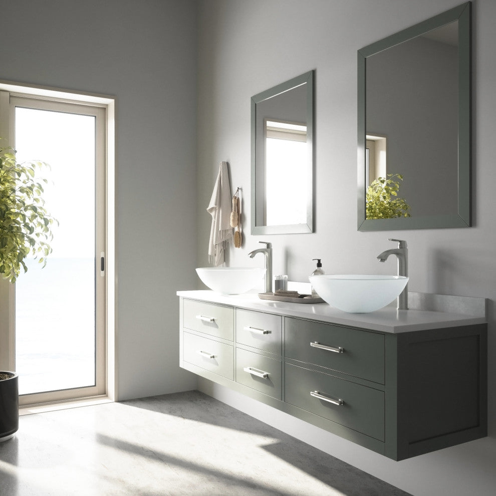 Giovanni 17"L x 17"W Glass Vessel Sink and Linus 12"H Faucet Set