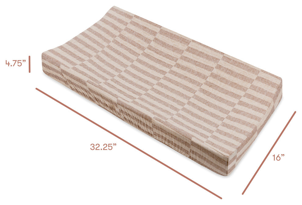Quilted Changing Pad Cover, GOTS Certified Organic Muslin Cotton, Cocoa Stripe