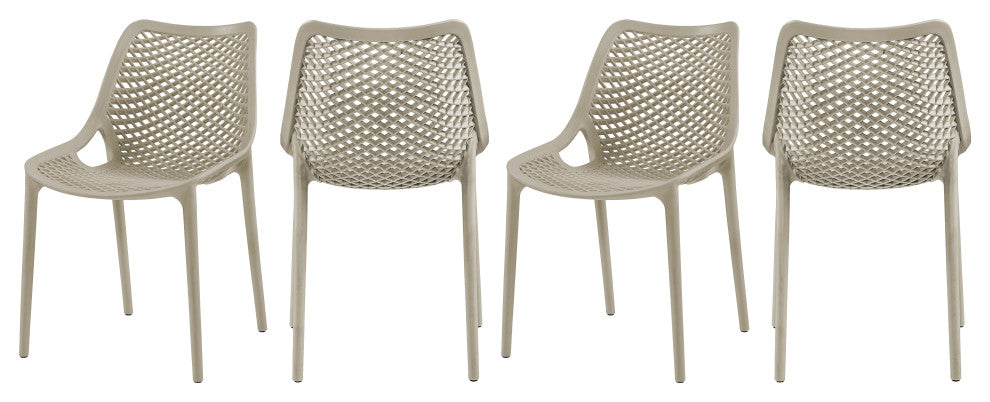 Mykonos Outdoor Patio Dining Chair (Set of 4), Taupe, Armless