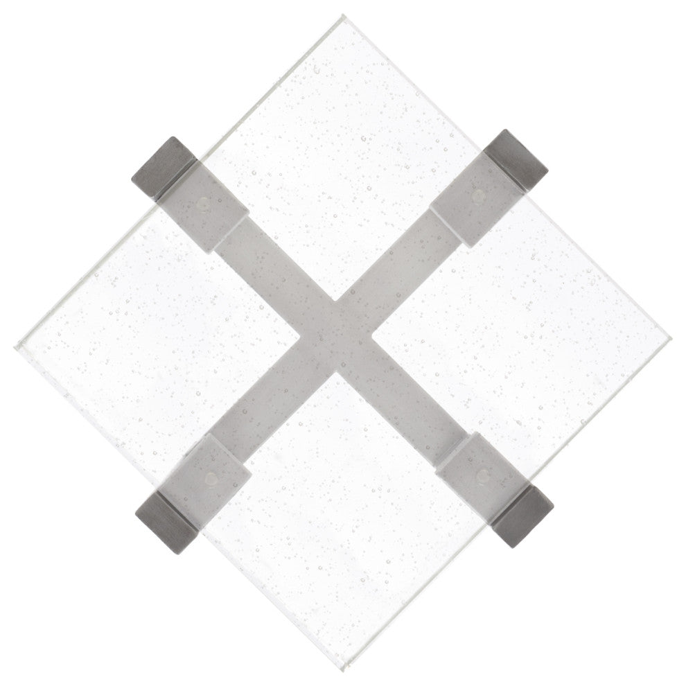 Safavieh Couture Jazlyn Square Bubble Glass Table, Silver/Clear