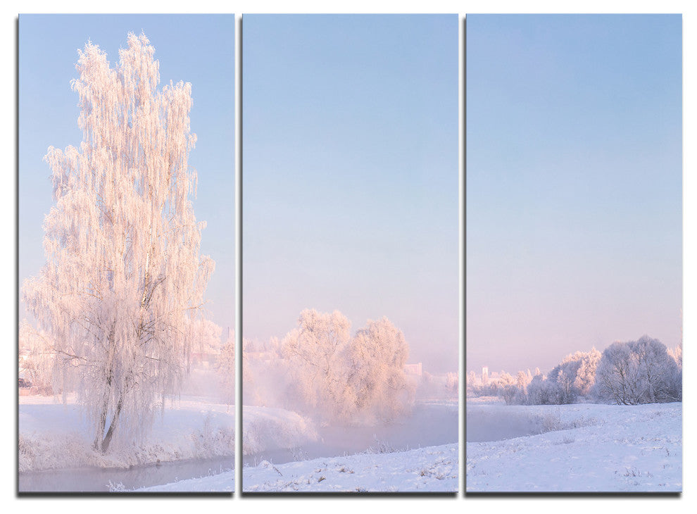 "White Crystal Tree and Landscape" Wall Art, 3 Panels, 36"x28"