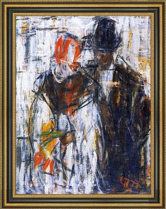 Christian Rohlfs Mann and Girl - 18" x 24" Framed Premium Canvas Print