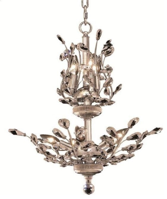 Elegant Orchid Dining Room Light, Chrome Finish With Royal Cut Crystal