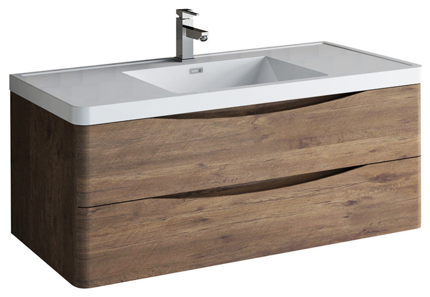 Fresca Tuscany 48" Rosewood Wall Hung Cabinet With Integrated Sink