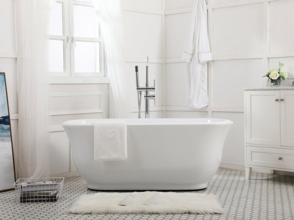 Charlie 59" Soaking Bathtub, Glossy White