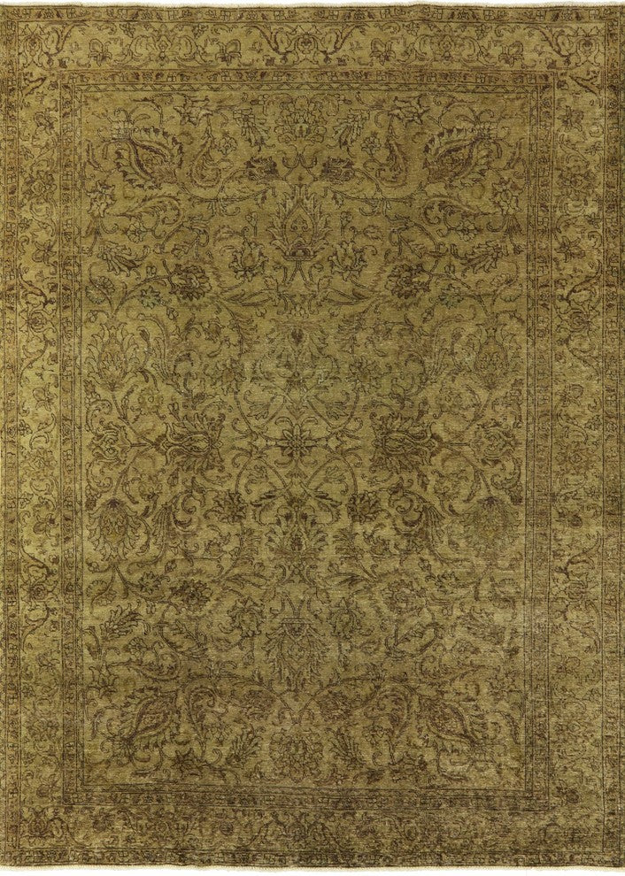 8'x12' Herati Design Floral Green Overdyed Hand Knotted Wool Area Rug H9086