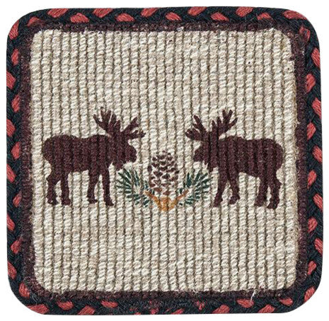 Moose/Pinecone Wicker Weave Trivet 9"x9"