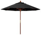 9' Square Push Lift Wood Umbrella, Olefin, Black