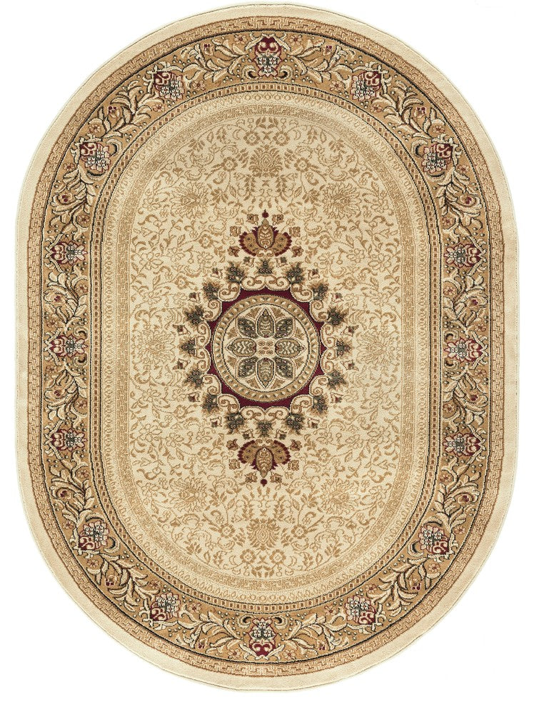 Jayden Traditional Oriental Area Rug, Ivory, 5'3''x7'3'' Oval