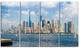 "Lower Manhattan Skyline Panorama" Cityscape Artwork Canvas, 4 Panels, 48"x28"