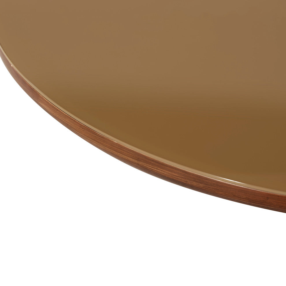 Oani Walnut and Glass Coffee Table, Round
