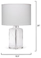 Napa Table Lamp, Clear Hammered Glass With Classic Drum Shade, White Linen