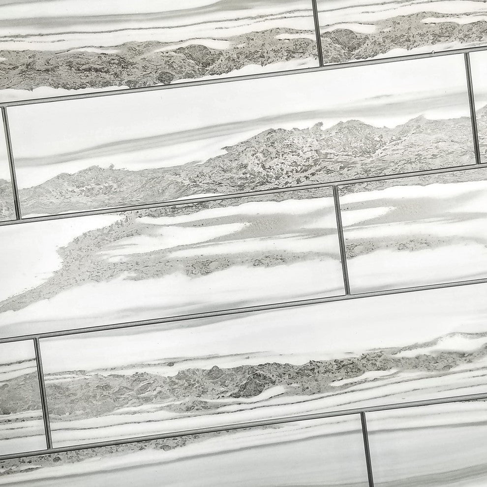Nature 4 in x 16 in Glass Subway Tile in Urban Corteccia