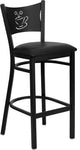 Black Coffee Back Metal Restaurant Barstool, Black Vinyl Seat