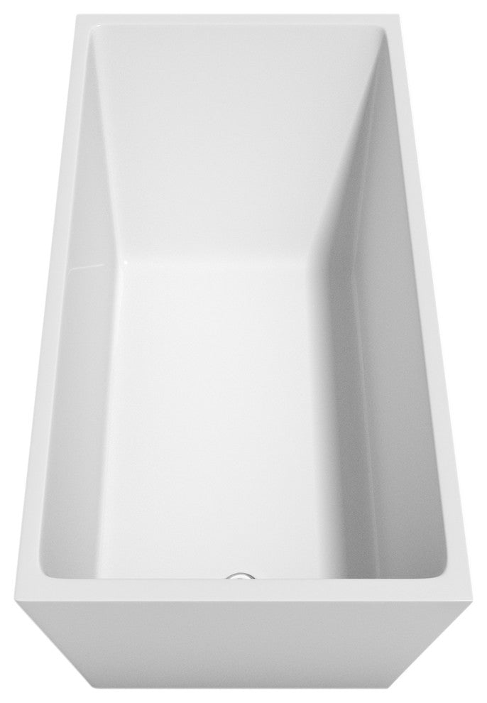 Hannah 59" Freestanding White Bathtub, Polished Chrome Drain and Overflow Trim