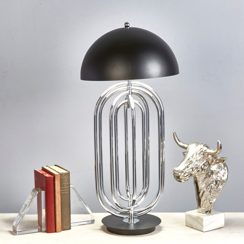 Metal 28" Art Deco Table Lamp, Silver