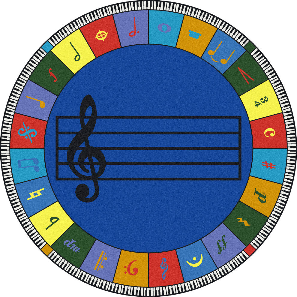 Note Worthy, Elementary 13'2" Round Area Rug, Color Multi