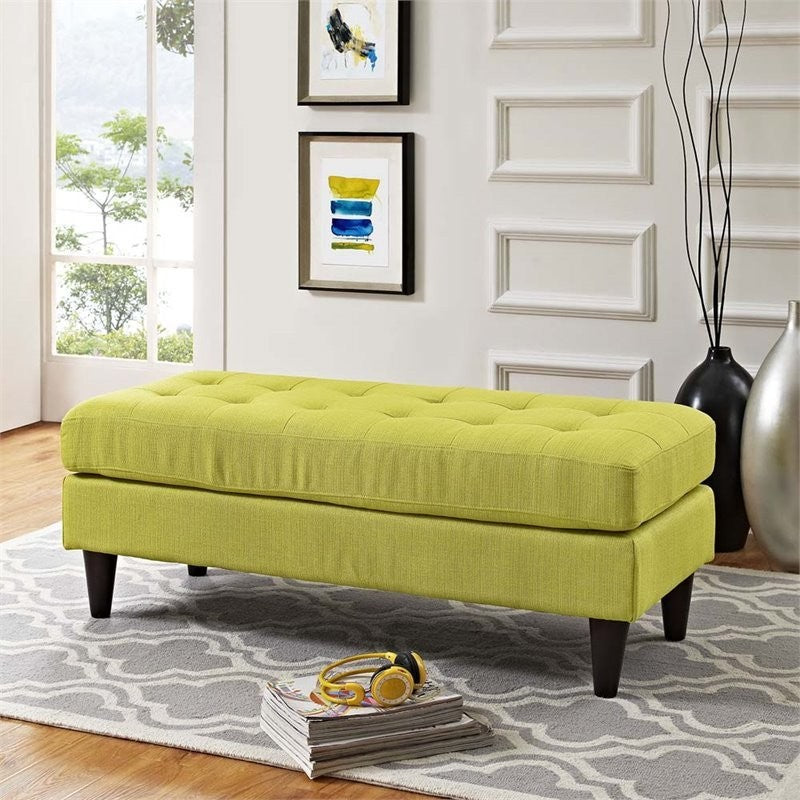 Modern Wheatgrass Empress Upholstered Fabric Bench