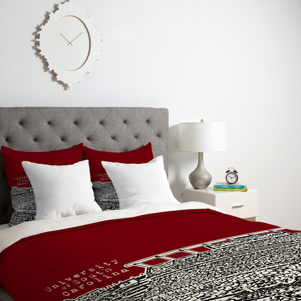 Deny Designs Bird Ave University Of South Carolina Dark Red Duvet Cover - Lightw
