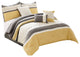 Benzara BM225207 King Size 7 Piece Fabric Comforter Set, Yellow and Gray