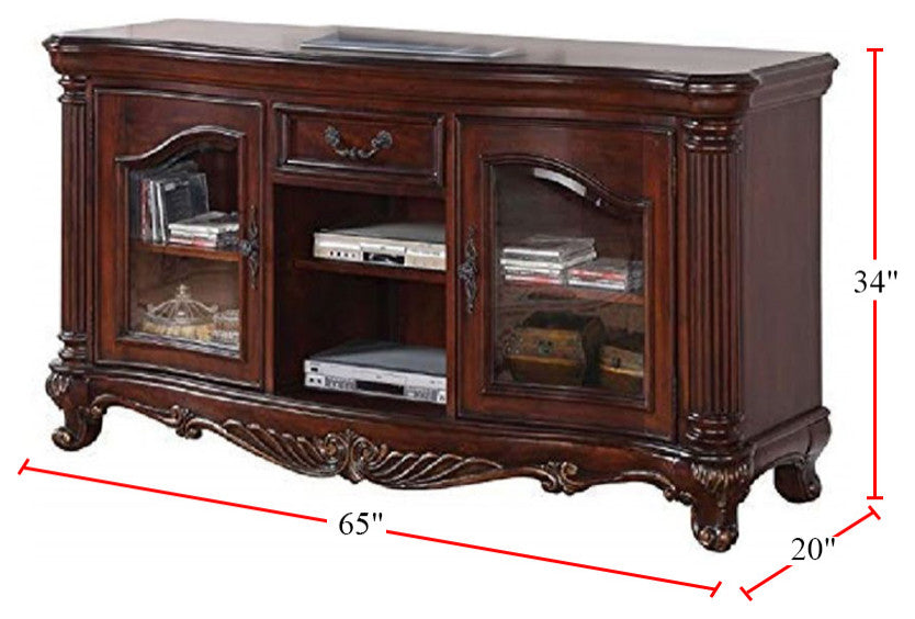 Brown Cherry TV Stand with 1 Drawers and 2 Doors
