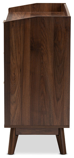 Baxton Studio Lena Mid-Century Modern Walnut Browned 3-Drawer Wood Chest