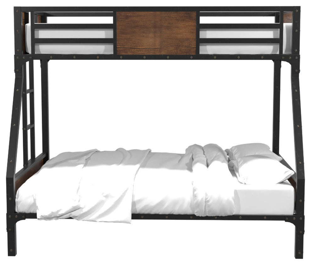 Furniture of America Baron Metal Twin over Full Bunk Bed in Black