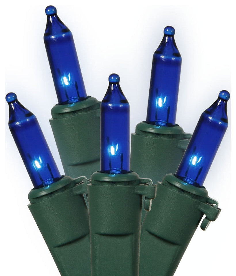 Vickerman W4G0502 50 Blue Mini-Light On Green Wire, 16' Christmas Light Strand