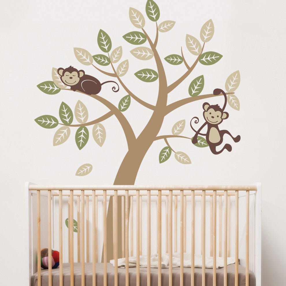 Tree Wall Decal With Monkeys, Scheme C