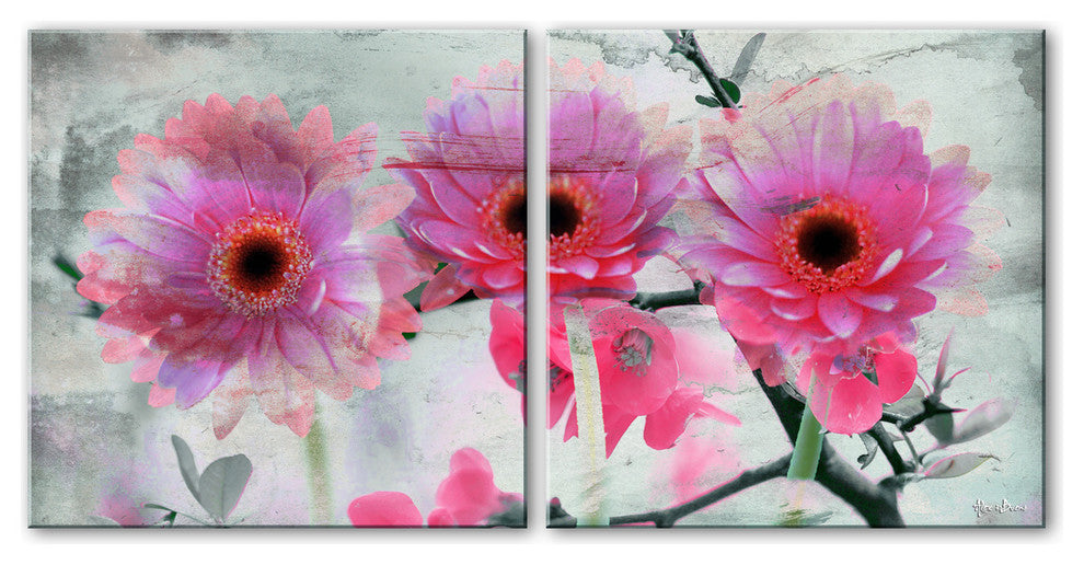 Painted Petals XLV Canvas Wall Art, 2 Piece Set 40"x20"