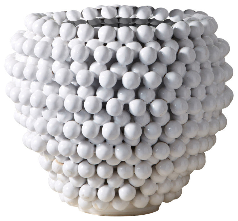 Two's Company Pompom Decorative Ceramic Vase/Planter, YUL109