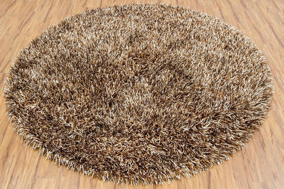 Iris Contemporary Area Rug, Brown, 7'9" Round