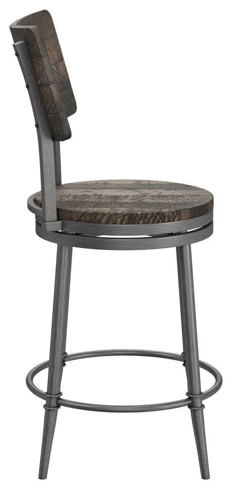 Hillsdale Jennings Wood and Metal Counter Height Swivel Stool with Wood Seat