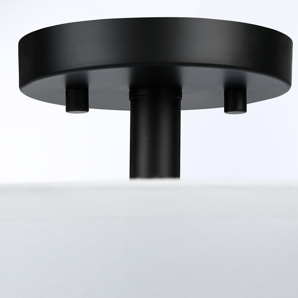 13"W 2-Light Semi-Flush Mount With White Double Drum Shade