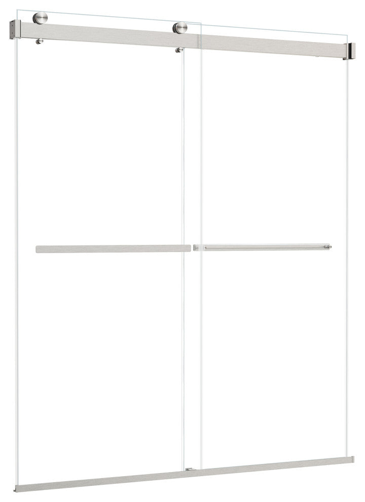 Marcelo By Pass Frameless Shower Door, Clear Glass, Brushed Nickel, 64"wx76"h