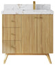 Pasadena 36 Right Offset  Bath Vanity in Light Natural Teak 2" Viola Gold