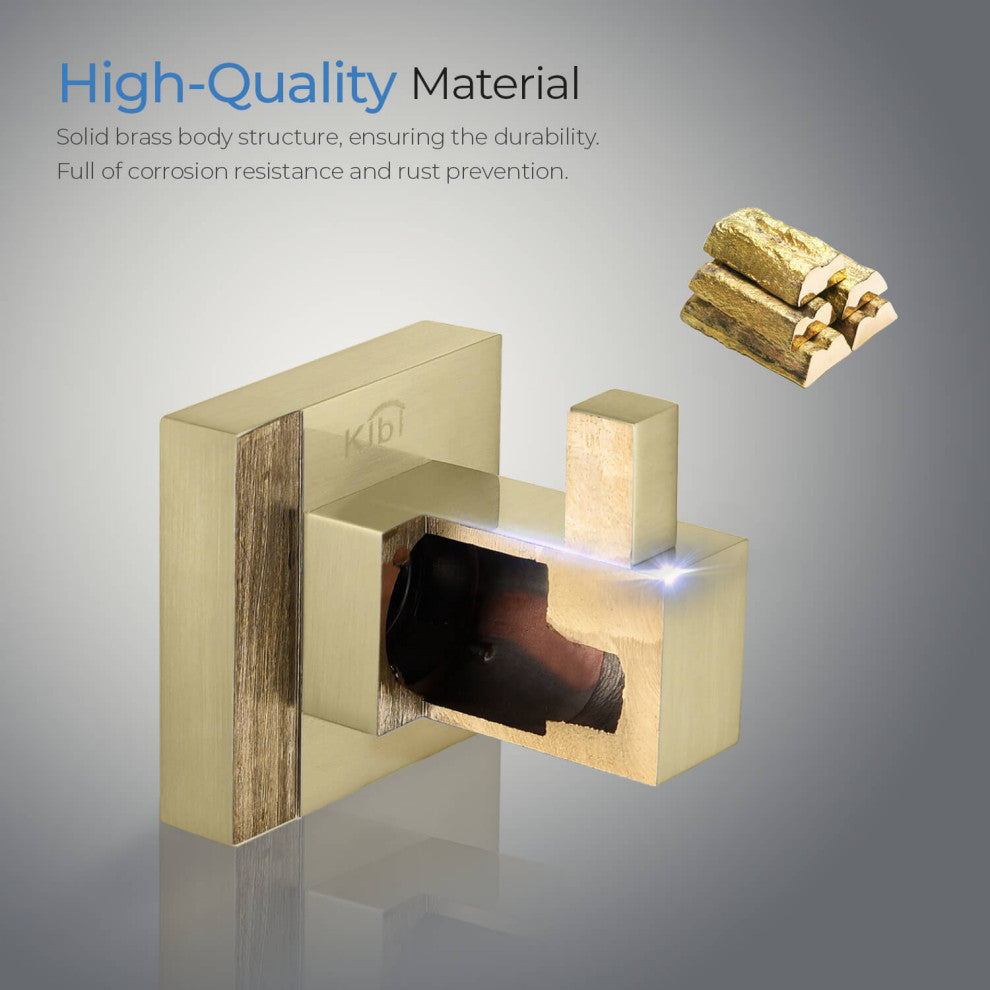 Cube Bathroom Robe Hook KBA1501, Brush Gold