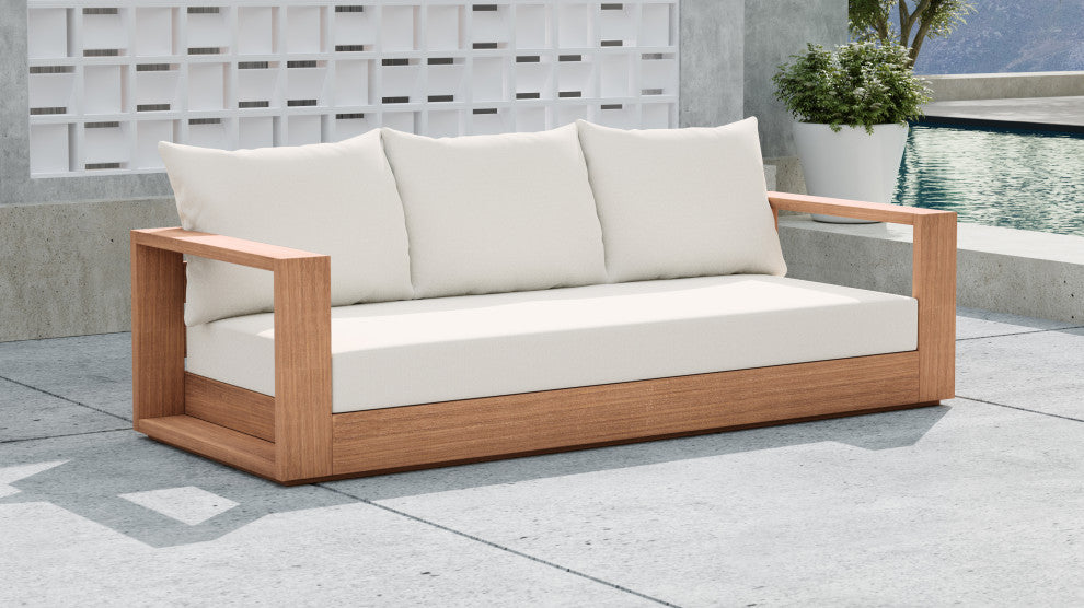 Tulum Waterproof Fabric Upholstered Outdoor Sofa, Off White