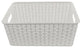 Plastic Rattan Storage Box Basket Organizer, White, Small-Pack of 1