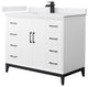 Amici 42" White Single Vanity, White Cultured Marble Top, Matte Black Trim