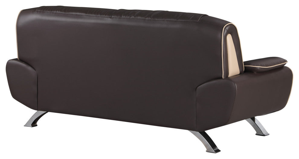 2-Piece Indoor Brown Genuine Leather Five Person Seating Set