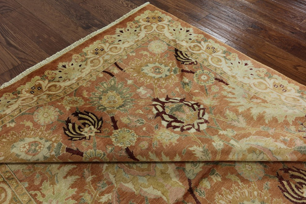 Peshawari Oushak Style Rust Chobi Hand-Knotted Wool Rug, 6'x9'