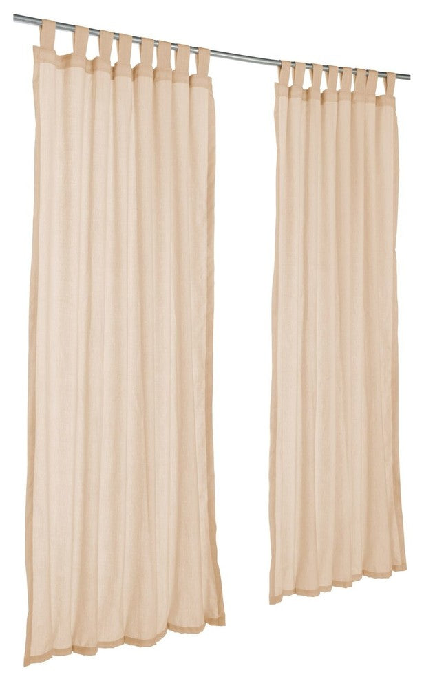Honey Sheer Sunbrella Outdoor Curtain w/ Tabs, 84"x50"