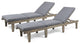 GDF Studio Alisa Outdoor Acacia Wood Chaise Lounge With Cushion, Gray, Set of 2