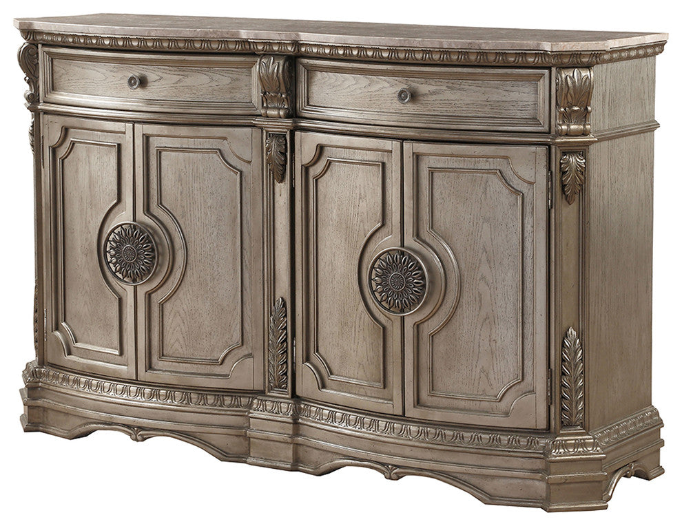ACME Northville Server with Marble Top, Antique Champagne