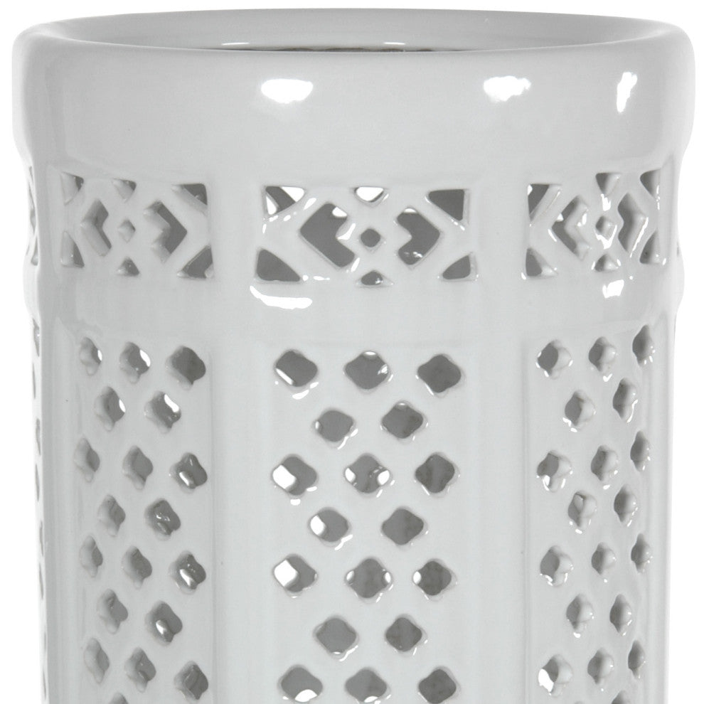 17" Carved Lattice Decorative Umbrella Stand